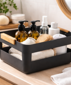 Cesto Plástico Organizador 14 Litros Preto Lume