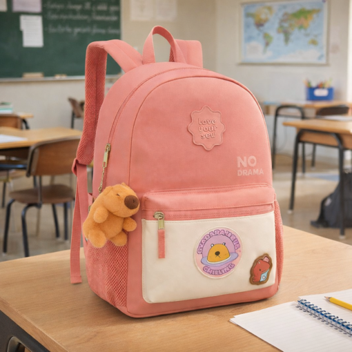 Mochila Escolar Capivara com chaveiro ideal para o dia a dia