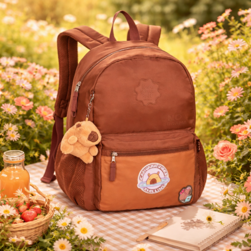 Mochila Escolar Capivara com chaveiro ideal para o dia a dia