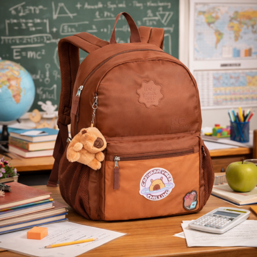 Mochila Escolar Capivara com chaveiro ideal para o dia a dia