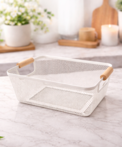 Cesta Telada Organizadora com Alça Estilo Bambu