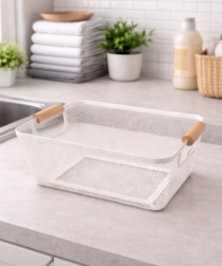 Cesta Telada Organizadora com Alça Estilo Bambu