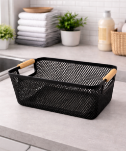 Cesta Telada Organizadora com Alça Estilo Bambu