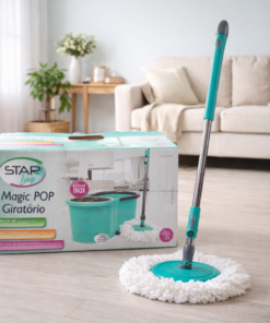 Esfregão Mop com Balde 12L Limpeza Prática com Microfibra