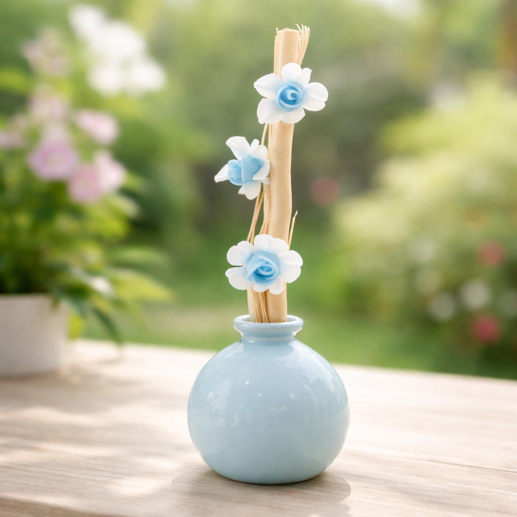 Vaso de Cerâmica Decorativo com Varetas 4x7cm Difusor