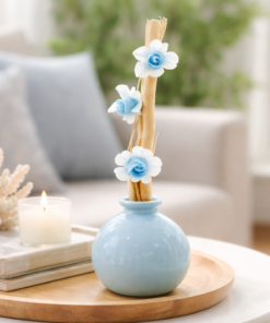 Vaso de Cerâmica Decorativo com Varetas 4x7cm Difusor