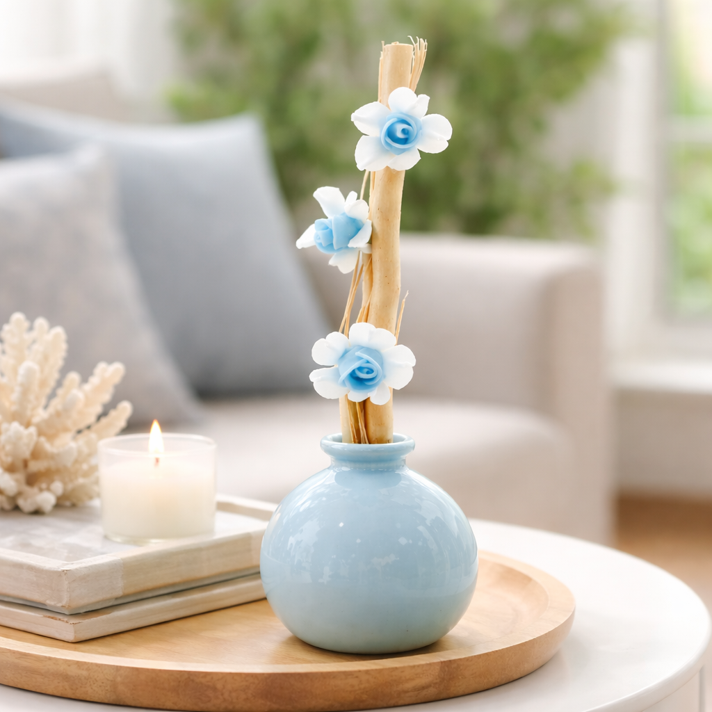 Vaso de Cerâmica Decorativo com Varetas 4x7cm Difusor