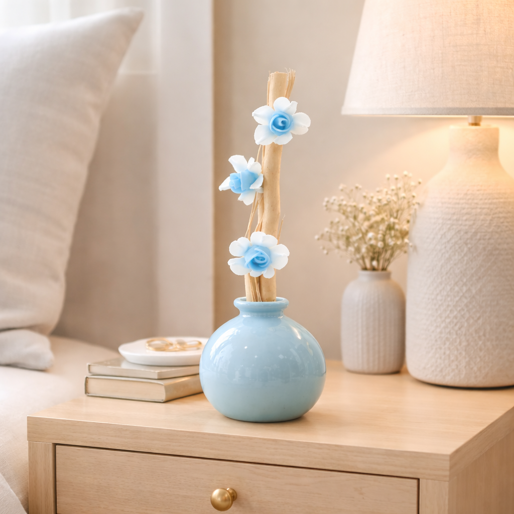 Vaso de Cerâmica Decorativo com Varetas 4x7cm Difusor