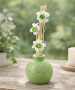 Vaso de Cerâmica Decorativo com Varetas 4x7cm Difusor