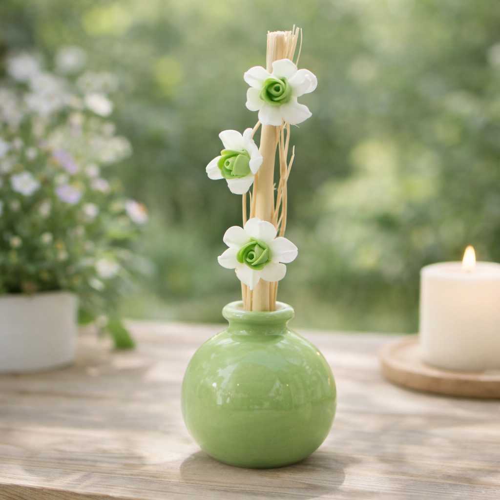 Vaso de Cerâmica Decorativo com Varetas 4x7cm Difusor