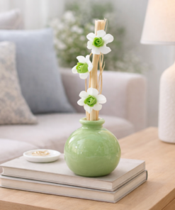 Vaso de Cerâmica Decorativo com Varetas 4x7cm Difusor