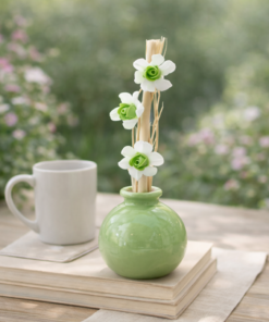 Vaso de Cerâmica Decorativo com Varetas 4x7cm Difusor