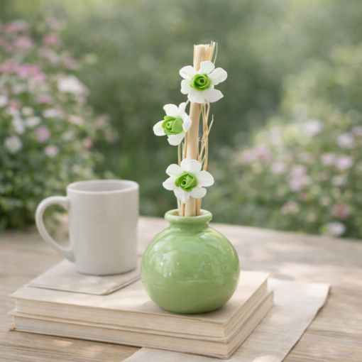 Vaso de Cerâmica Decorativo com Varetas 4x7cm Difusor