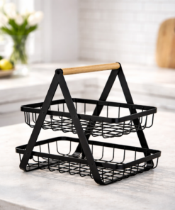 Fruteira de Mesa 2 Andares Ferro Preto Organizadora Cozinha
