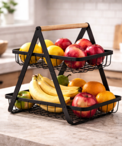 Fruteira de Mesa 2 Andares Ferro Preto Organizadora Cozinha
