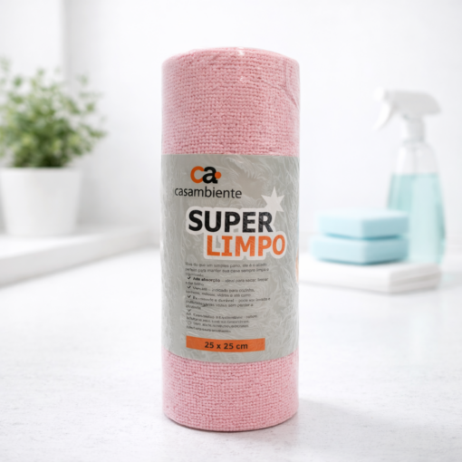 Pano Microfibra Descartável 25x25 com 20 Folhas Alta Absorção
