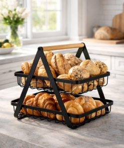 Fruteira de Mesa 2 Andares Ferro Preto Organizadora Cozinha