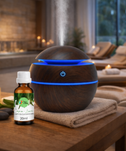 Kit Umidificador e Difusor Essência Bola Marrom