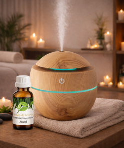 Kit Umidificador e Difusor Essência Bola Marrom