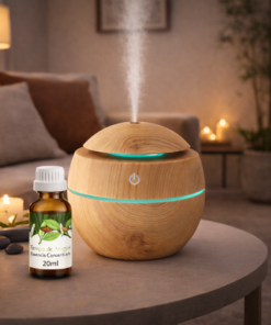Kit Umidificador e Difusor Essência Bola Marrom