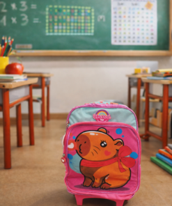 Mochila Capivara com Rodinhas Escolar Pink