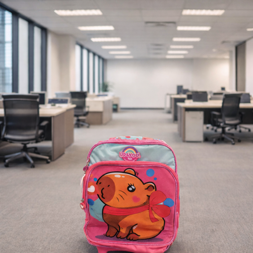 Mochila Capivara com Rodinhas Escolar Pink