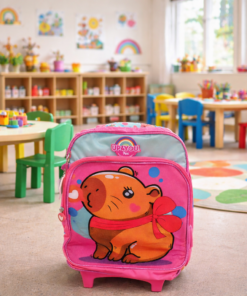 Mochila Capivara com Rodinhas Escolar Pink