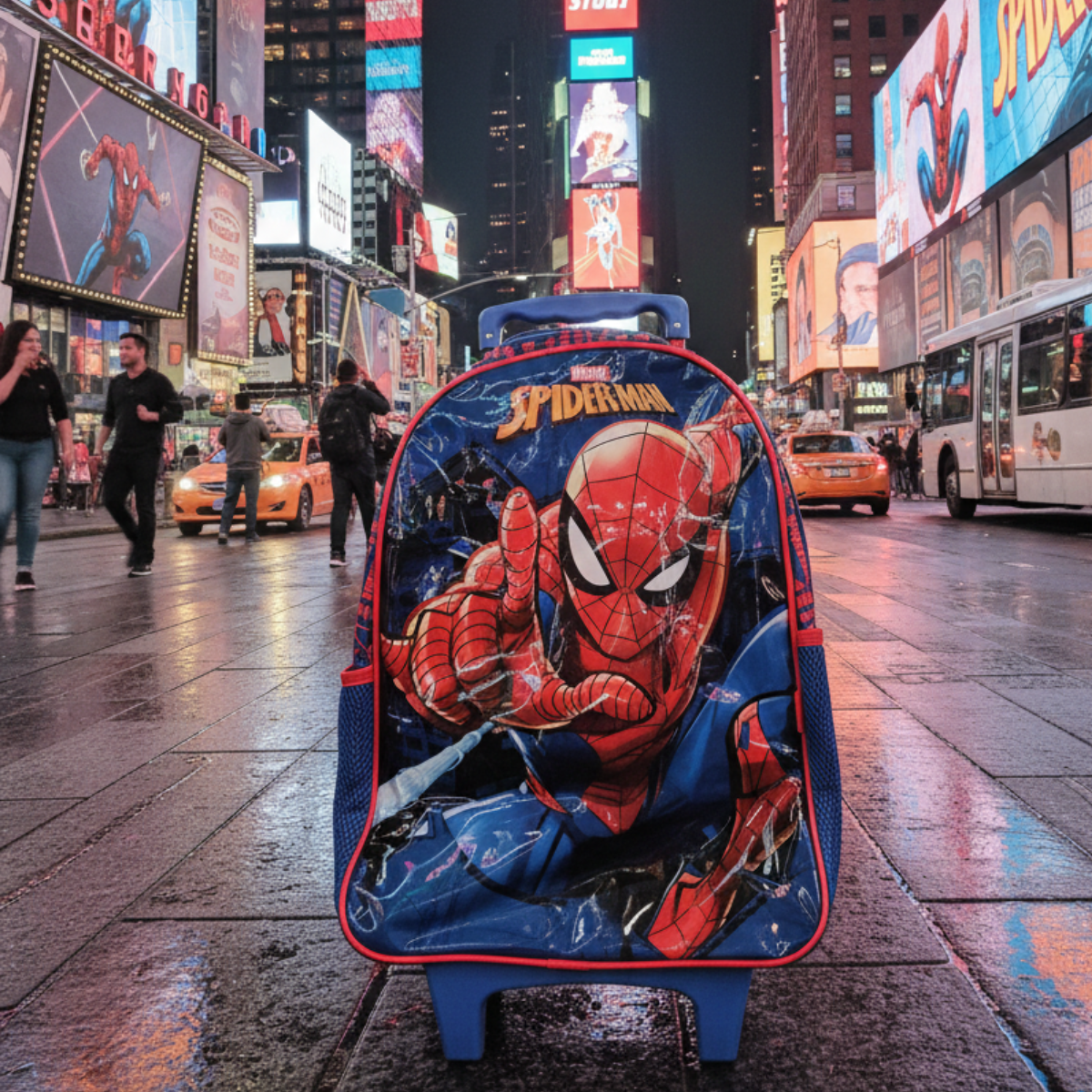 Mochila Escolar Homem Aranha com Rodinhas para Criança