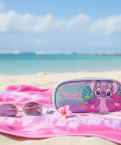 Estojo Escolar Stitch Rosa Disney Organizador Escolar