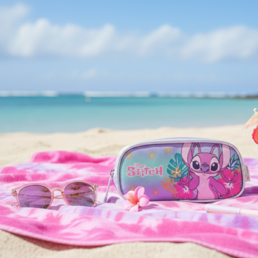 Estojo Escolar Stitch Rosa Disney Organizador Escolar