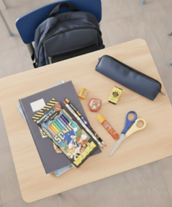 Kit Sonic Lápis de cor 12 Cores Borracha Apontador Tesoura e Borracha