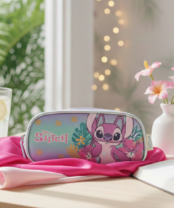 Estojo Escolar Stitch Rosa Disney Organizador Escolar