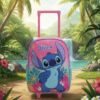 Kit Escolar Stitch Mochila com Rodinhas e Estojo + 24 canetinhas de brinde