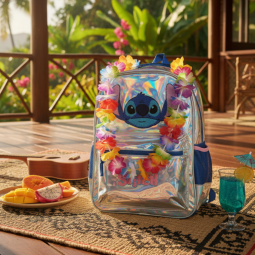 Kit mochila Estojo e canetinha Stitch Prata + 24 canetinhas de brinde