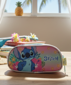 Estojo Escolar Stitch Rosa Disney Organizador Escolar