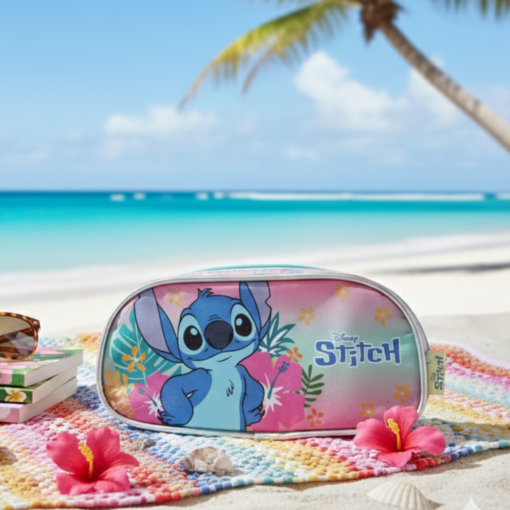 Estojo Escolar Stitch Rosa Disney Organizador Escolar