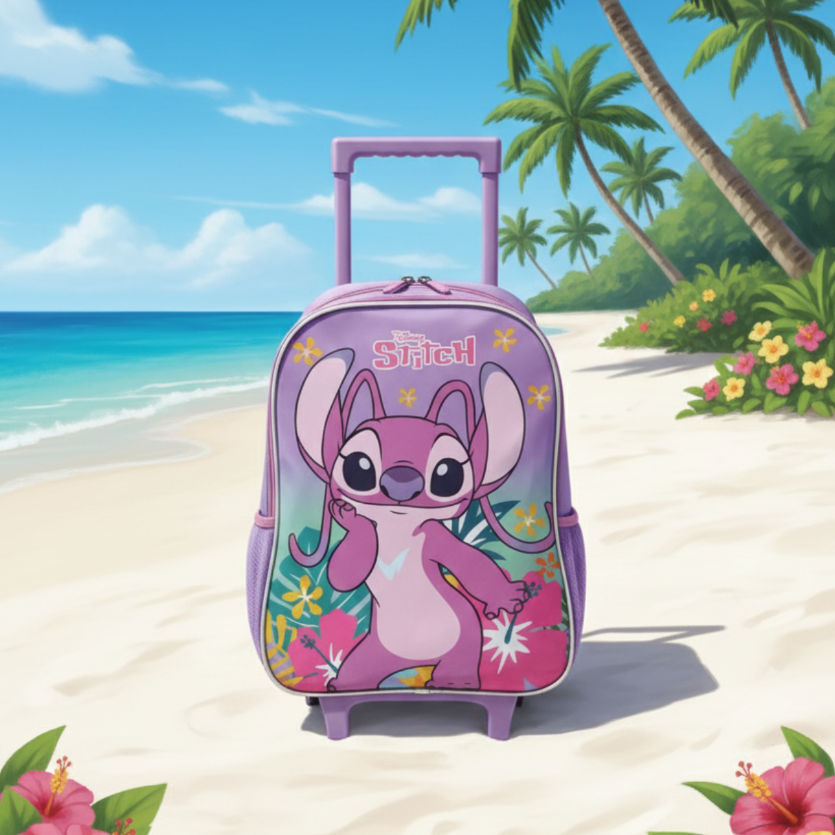 Mochila Escolar Stitch com Rodinhas para Criança