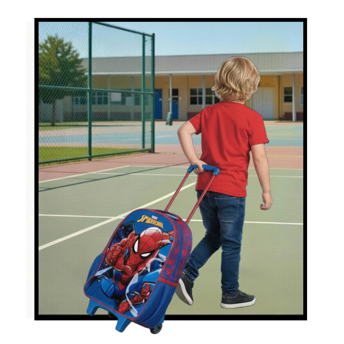 Mochila Escolar Homem Aranha com Rodinhas para Criança