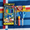Kit Sonic Lápis de cor 12 Cores Borracha Apontador Tesoura e Borracha