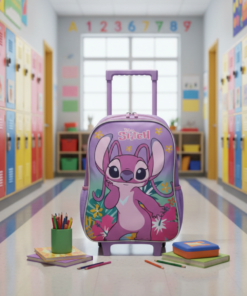 Mochila Escolar Stitch com Rodinhas para Criança