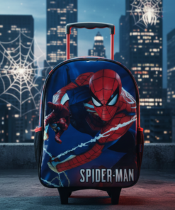Kit Mochila Homem Aranha Rodinhas Estojo Canetinha de Brinde