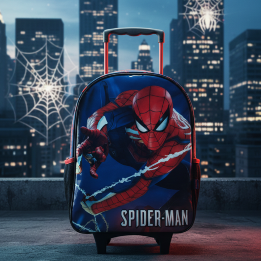 Kit escolar Homem Aranha Mochila de Rodinhas e Estojo Canetinha 24 Cores grátis
