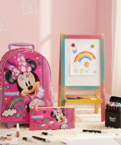Kit Escolar Minnie Mochila Estojo Canetinhas 24 Cores de Brinde