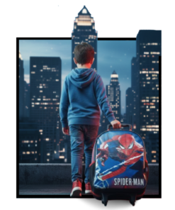 Kit Mochila Homem Aranha Rodinhas Estojo Canetinha de Brinde