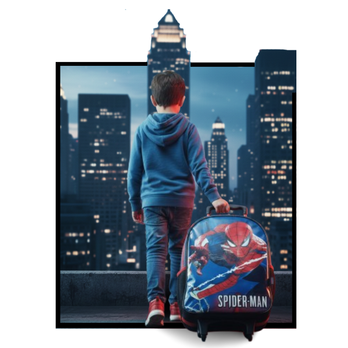 Kit Mochila Homem Aranha Rodinhas Estojo Canetinha de Brinde