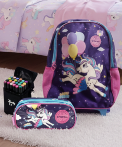 Kit Mochila unicórnio UP4YOU Estojo Canetinha 24 Cores