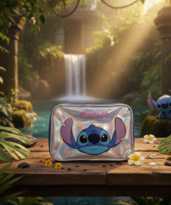 Kit Stitch Prata Mochila com Rodinhas Estojo e Canetinhas