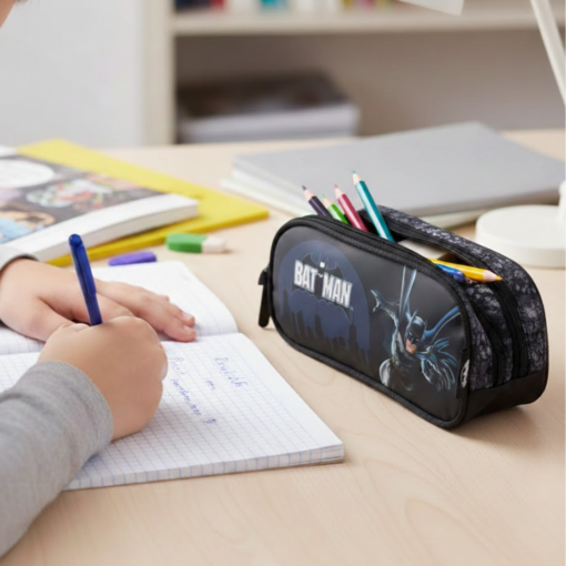 Estojo Escolar Infantil Batman com Três Divisórias Maxlog