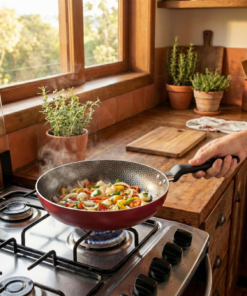 frigideira antiaderente funda Vermelha