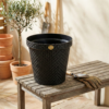 Vaso Rattan Preto 10 Litros Redondo Jardim Arqplast